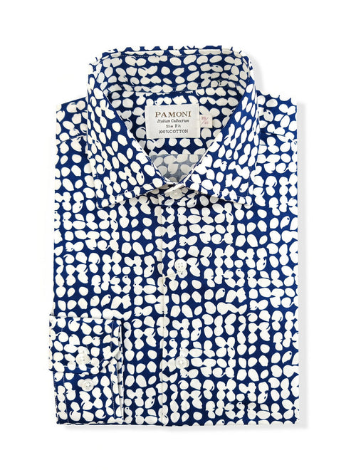 Blue and White Checkered Print Shirt-1