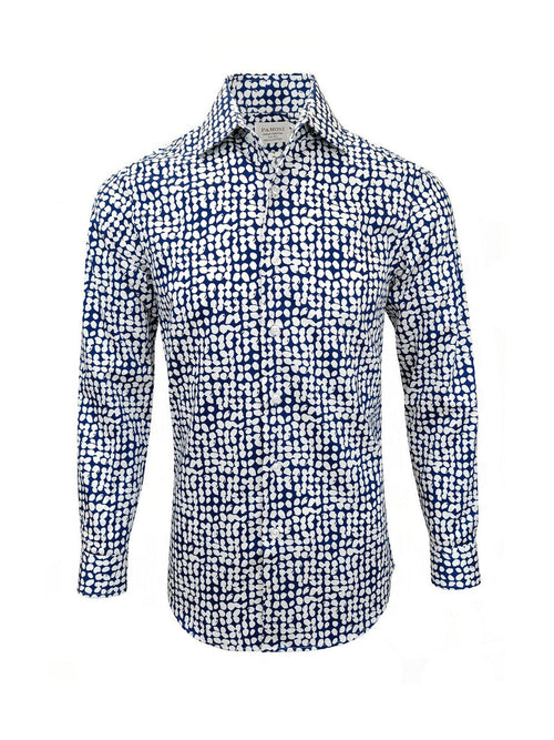 Blue and White Checkered Print Shirt-0
