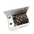 Brown and Gold Paisley Check Tie & Cufflinks Set-3
