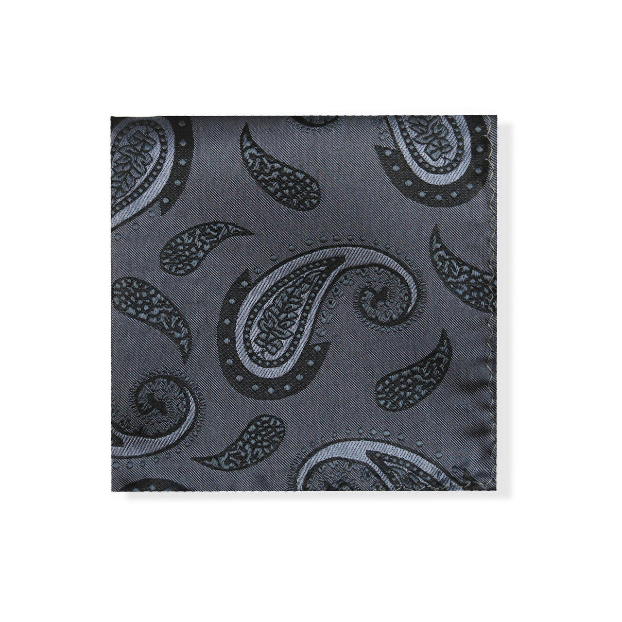 Steel Grey Paisley Tie & Pocket Square Set-2