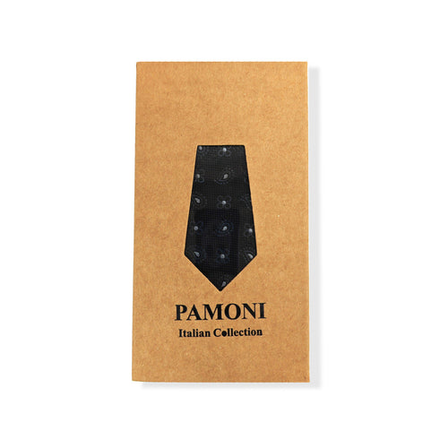 Black Geometric Tie & Pocket Square Set-0