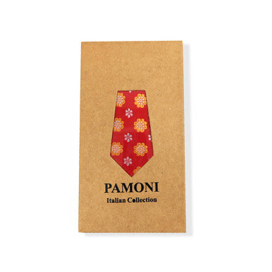 Red Yellow Flower Geometric Tie & Pocket Square Set-3