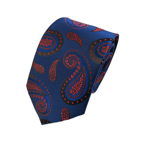 Blue Burgundy Paisley Tie & Pocket Square Set-1