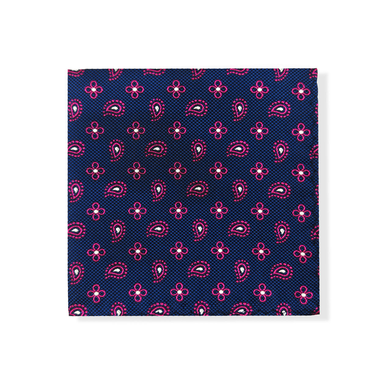 Navy Magenta Geometric Tie & Pocket Square Set-2
