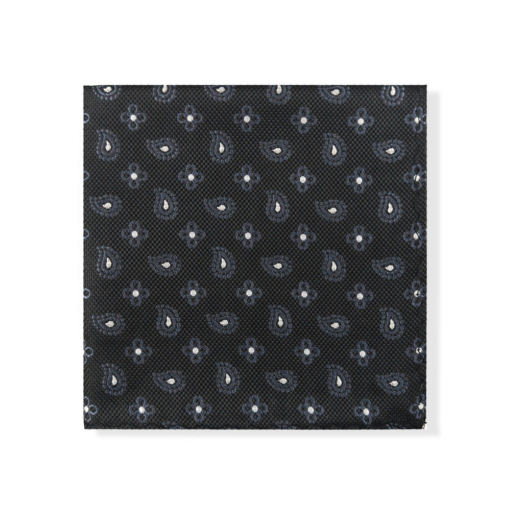 Black Geometric Tie & Pocket Square Set-2