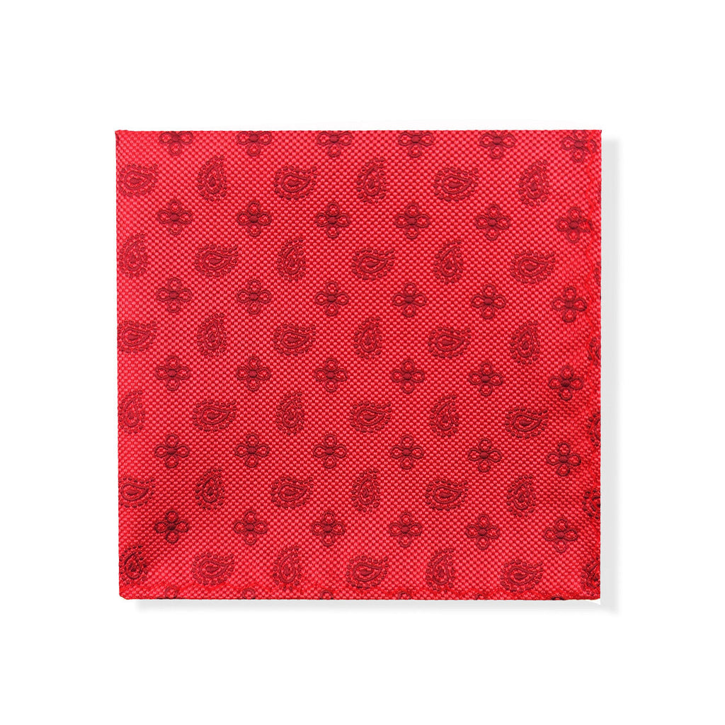 Red Geometric Tie & Pocket Square Set-2
