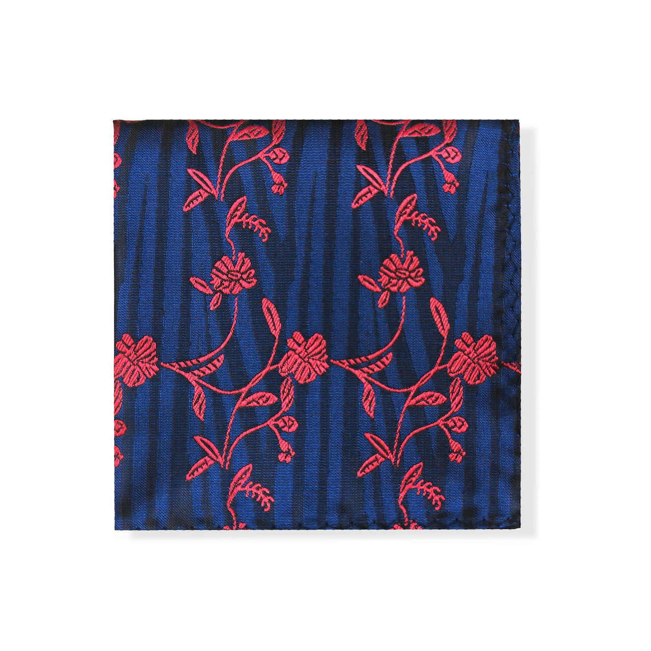 Navy Burgundy Floral Tie & Pocket Square Set-2