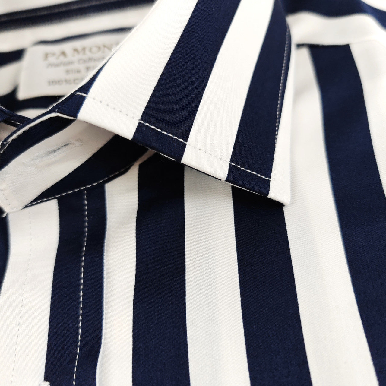 White Navy Bold Stripe Shirt-2