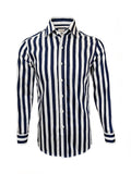 White Navy Bold Stripe Shirt-0