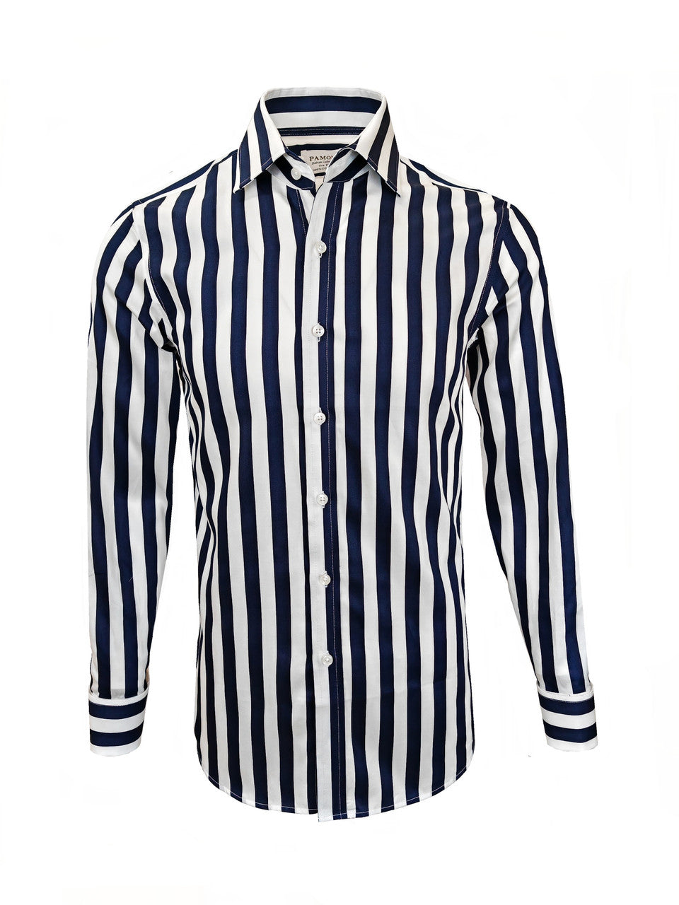 White Navy Bold Stripe Shirt-0