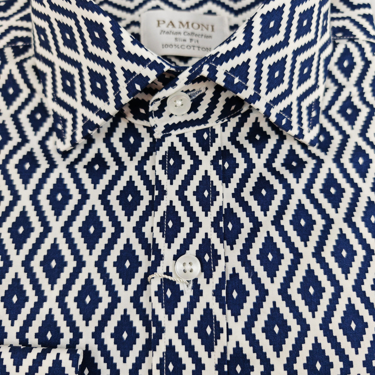 Navy Diamond Chevron Print Shirt-2