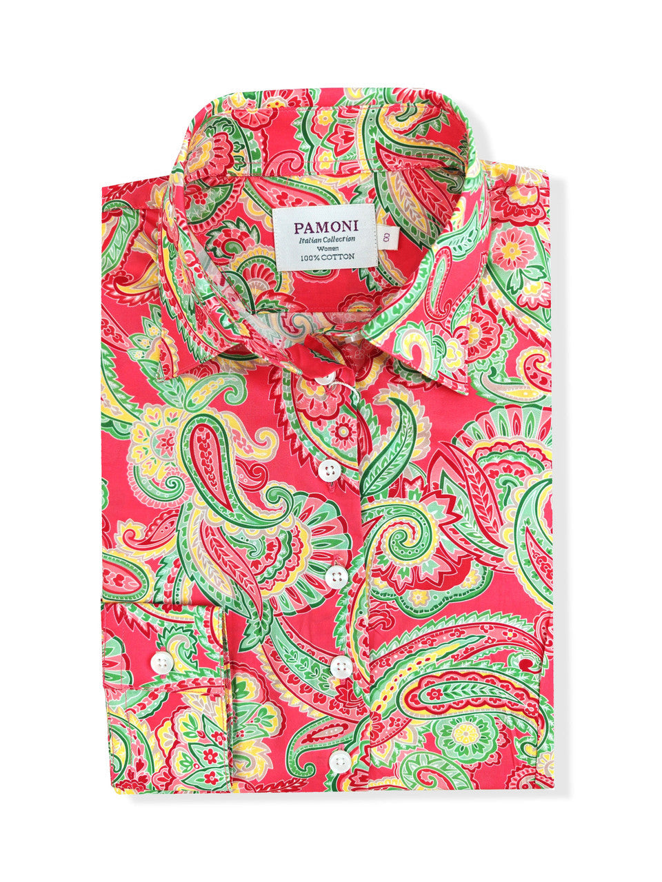 Pink Green Paisley Print Shirt-2