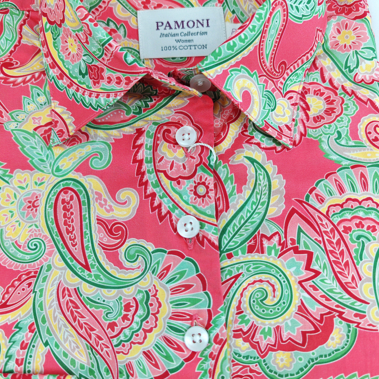 Pink Green Paisley Print Shirt-3