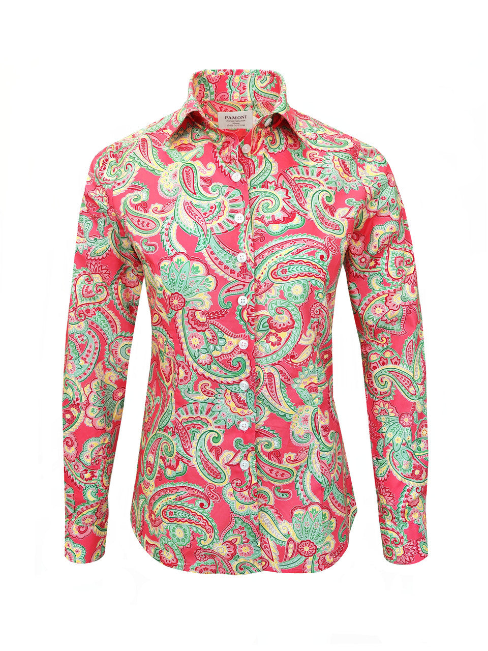 Pink Green Paisley Print Shirt-1