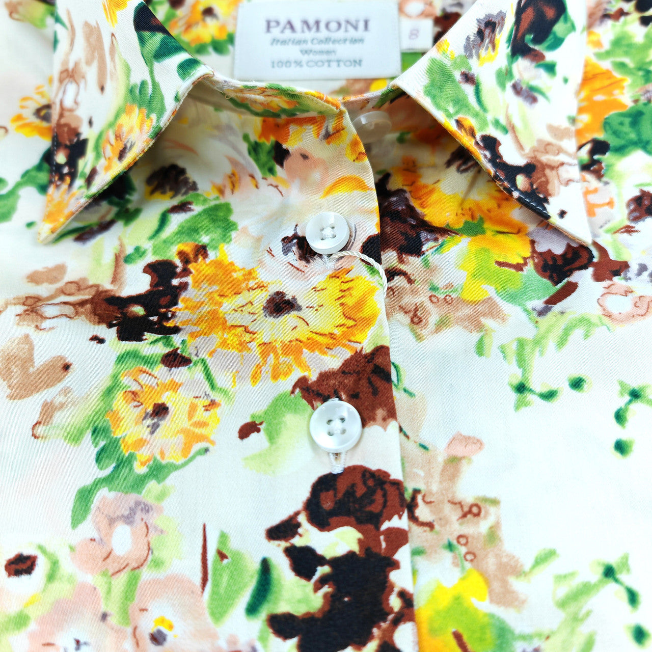Yellow Brown Floral Print Shirt-2