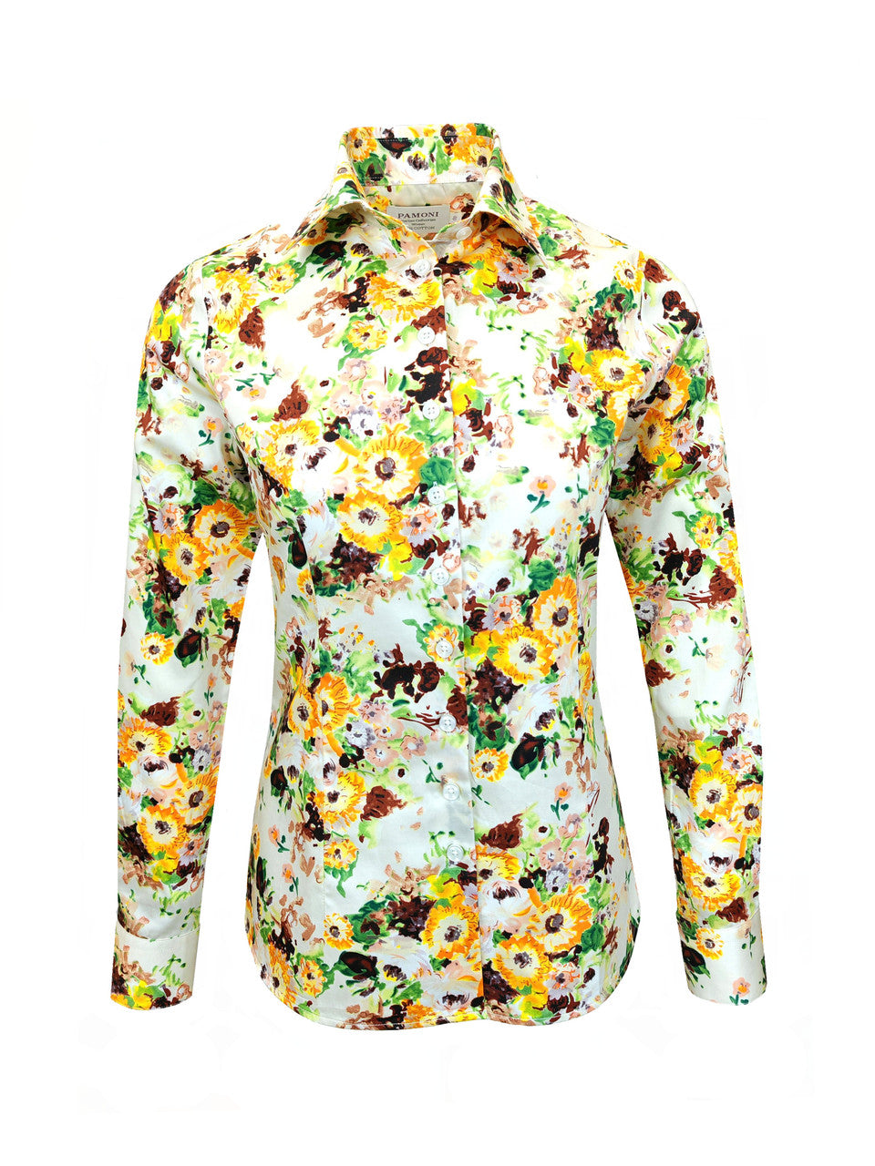 Yellow Brown Floral Print Shirt-0