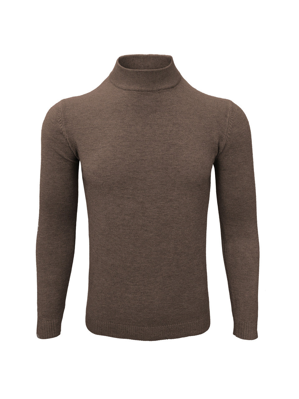 Brown High Neck Slim Fit Jumper-2