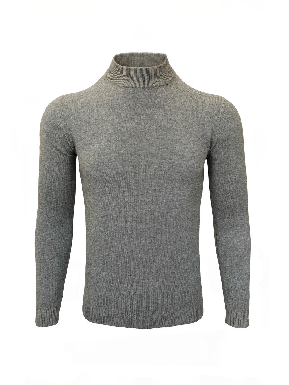 Grey High Neck Slim Fit Jumper-2