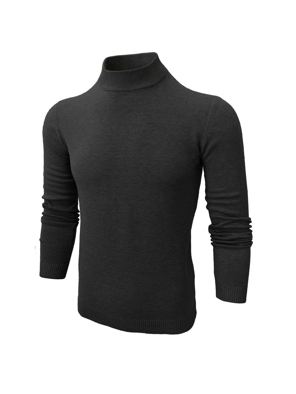 Black High Neck Slim Fit Jumper-0
