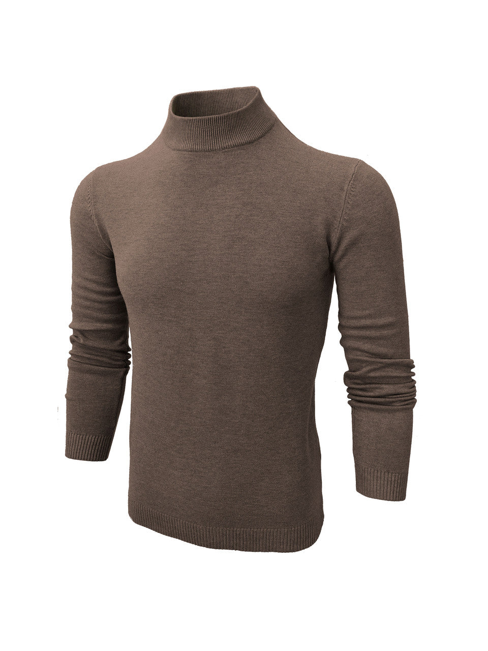 Brown High Neck Slim Fit Jumper-0