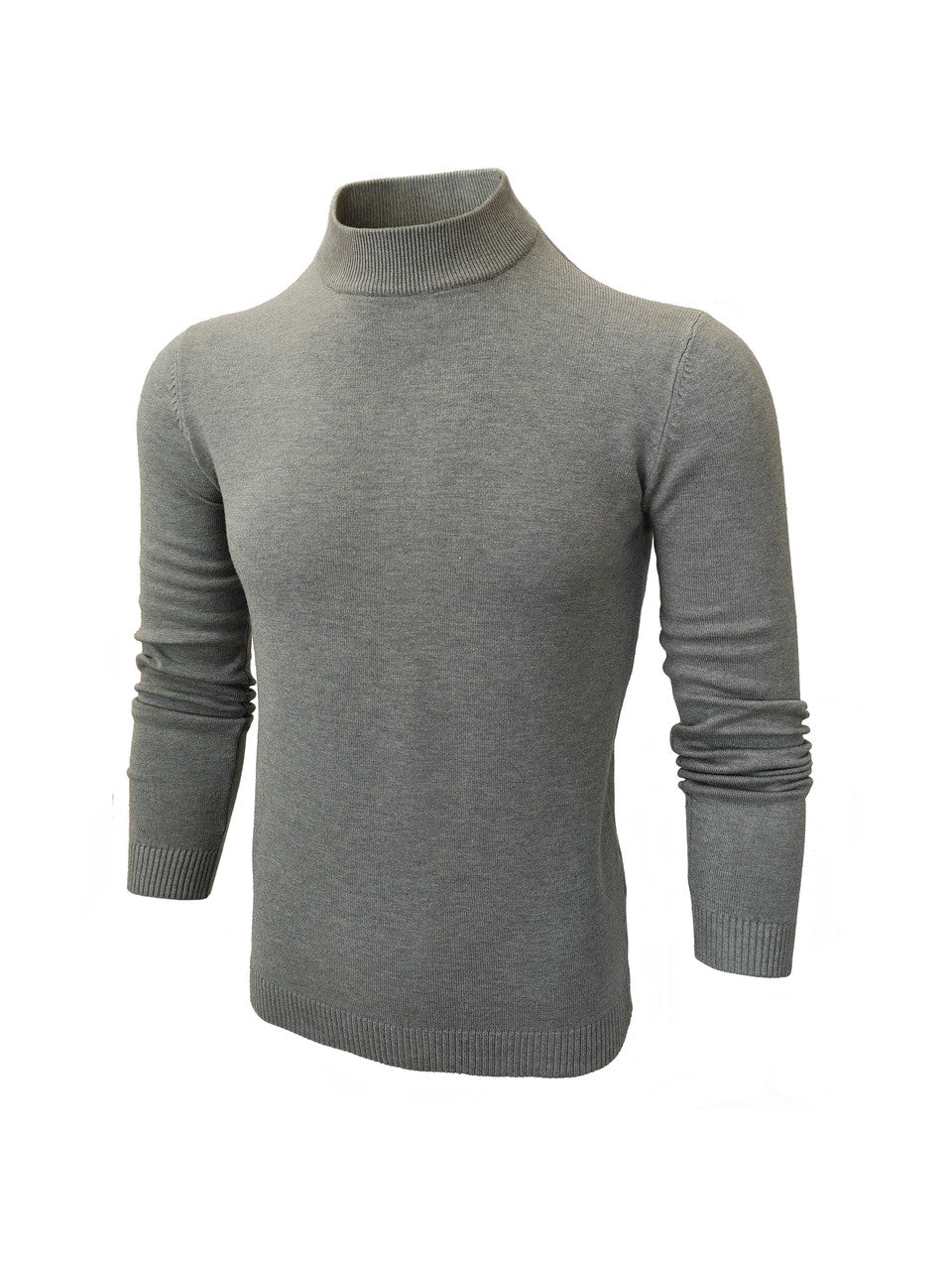 Grey High Neck Slim Fit Jumper-0