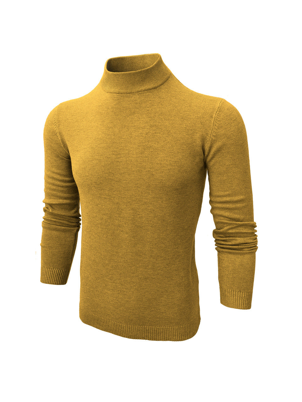 Mustard High Neck Slim Fit Jumper-0