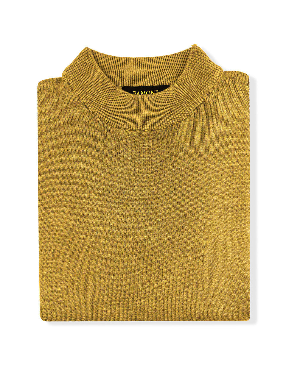Mustard High Neck Slim Fit Jumper-1