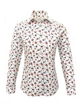 White Pink and Blue Flower Print Women's Shirt-0