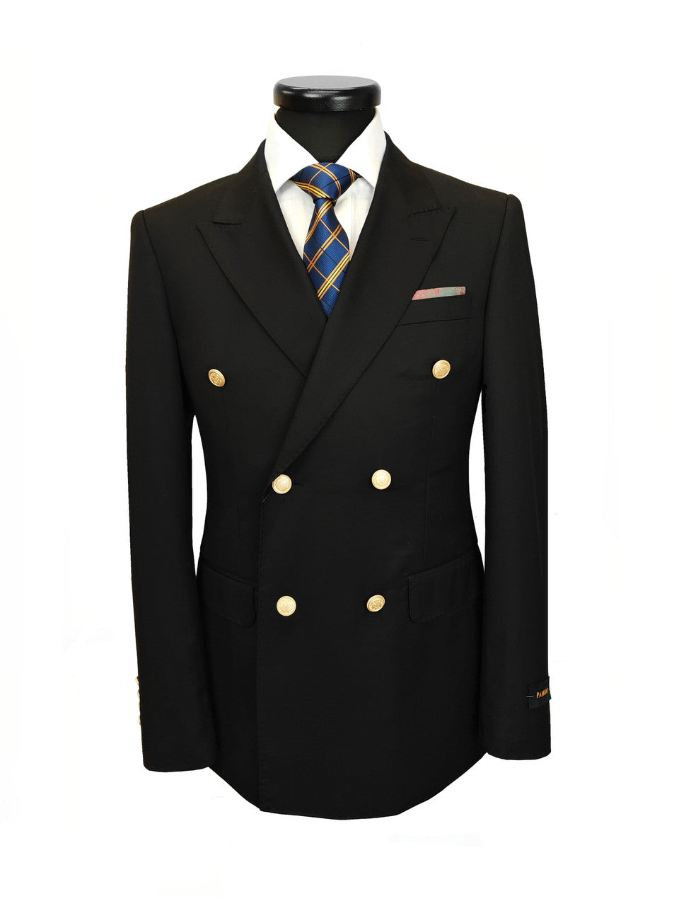 Black Double Breasted Suit with Gold Button-3