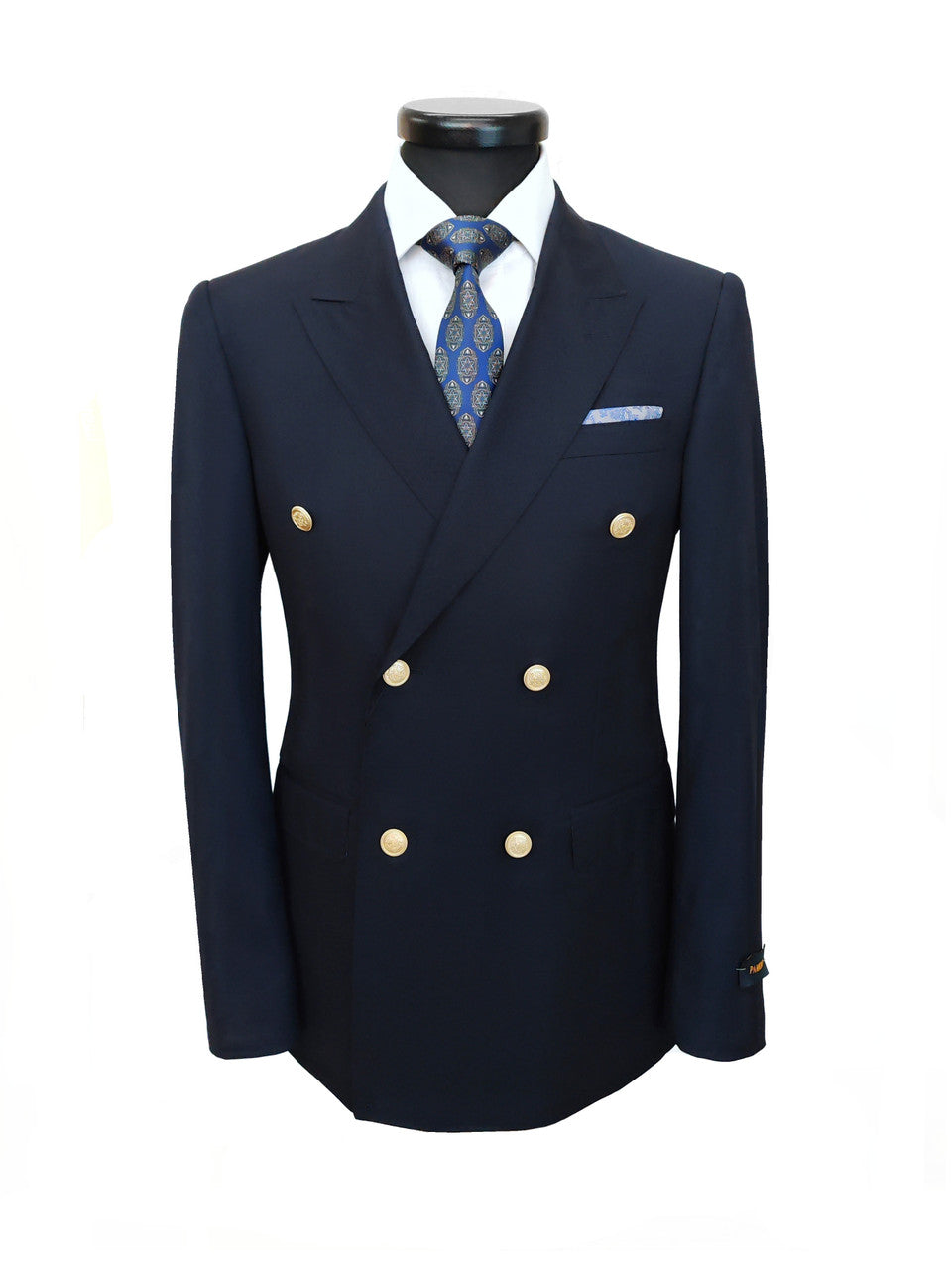 Dark Navy Double Breasted Suit with Gold Button-4