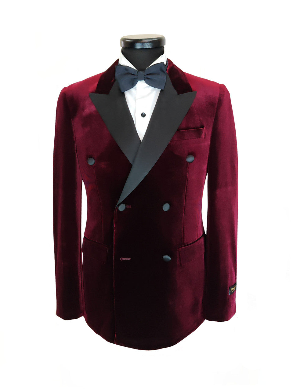 Burgundy Double Breasted Velvet Tuxedo Blazer-0