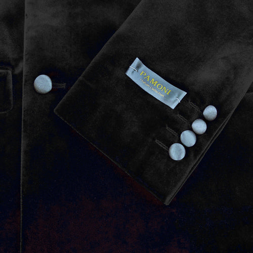 Black Double Breasted Velvet Tuxedo Blazer-1