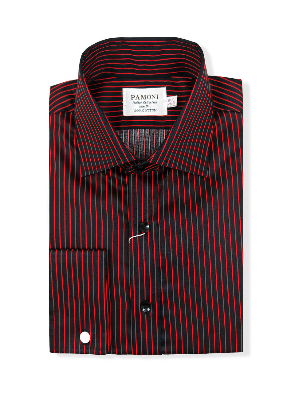 Men's Slim Fit Black & Red Striped Shirt-1