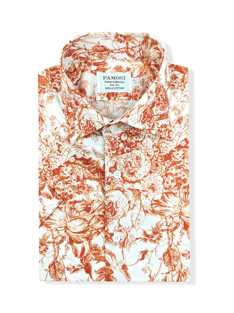 White Orange Floral and Botanical Print Short Sleeves Shirt-1