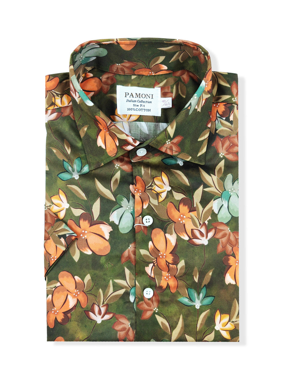 Men's Slim Fit Short Sleeve Floral Print Shirt-1