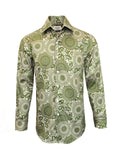Men's Slim Fit Green Patterned Shirt-0
