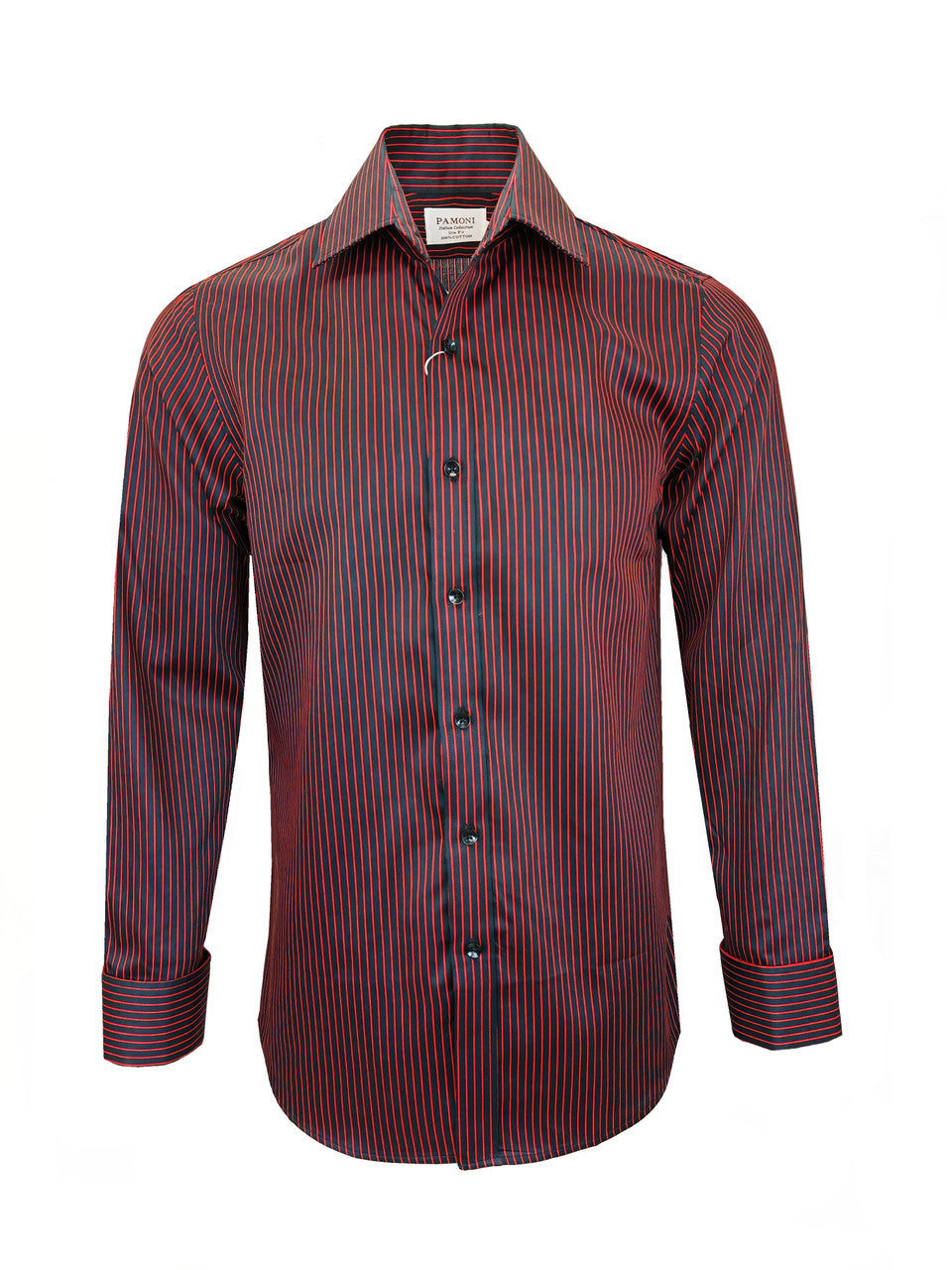 Men's Slim Fit Black & Red Striped Shirt-0