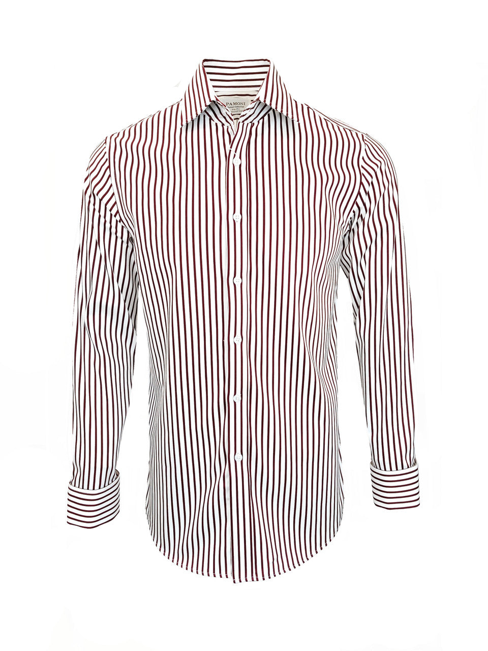 Men's Slim Fit Red & White Striped Shirt-0