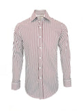 Men's Slim Fit Red & White Striped Shirt-0
