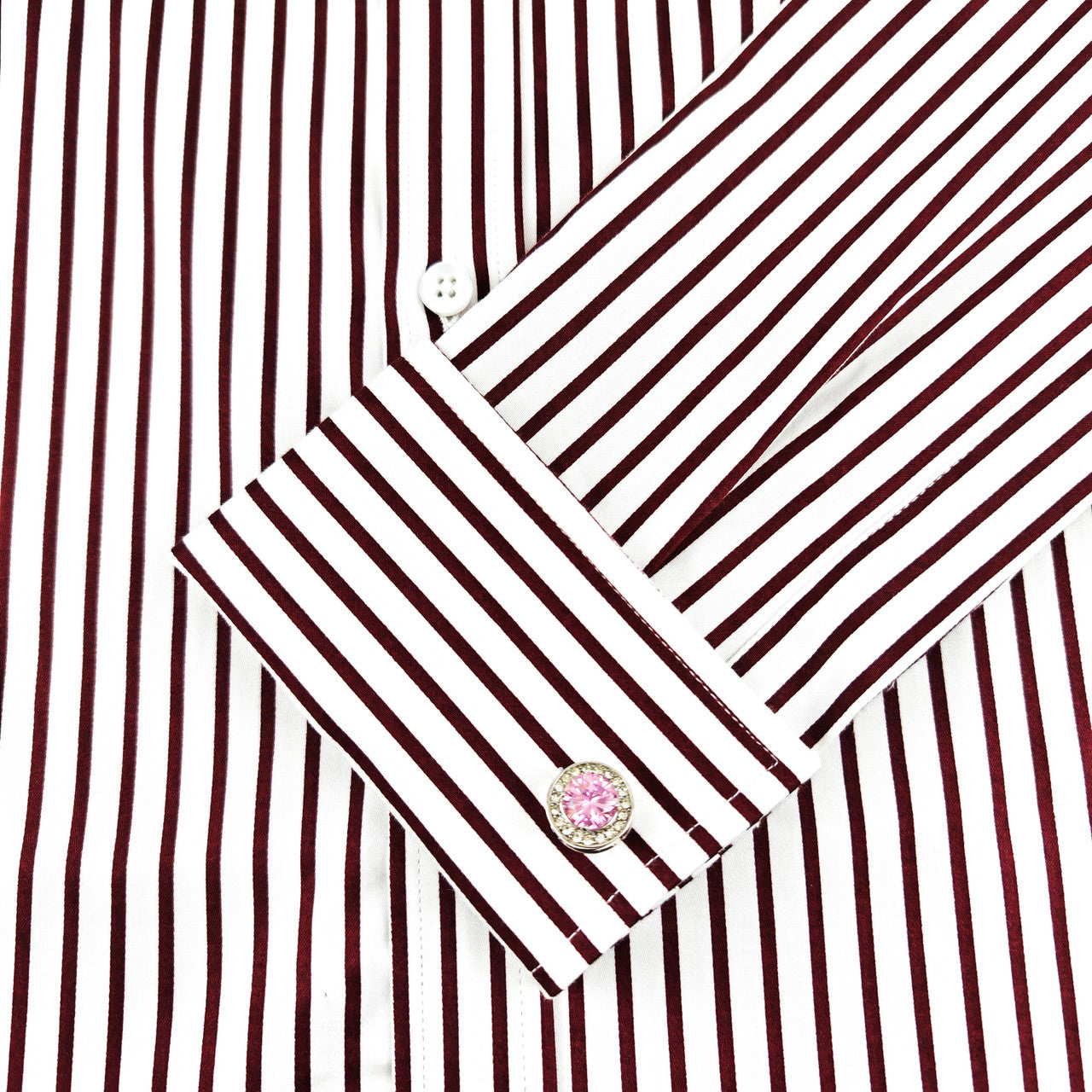 Men's Slim Fit Red & White Striped Shirt-2
