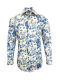 Men's Slim Fit Blue & White Nature Print Shirt-0