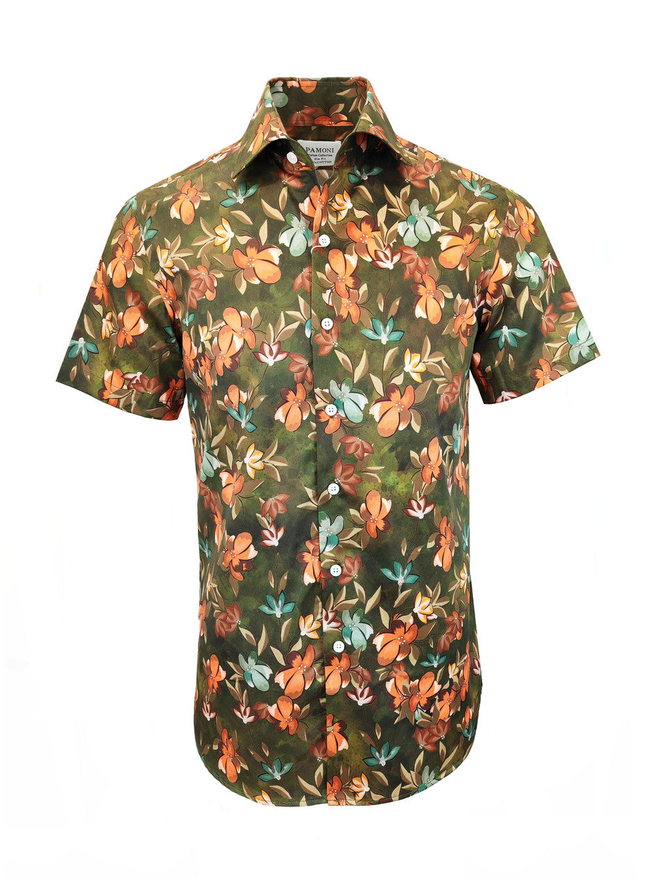 Men's Slim Fit Short Sleeve Floral Print Shirt-0