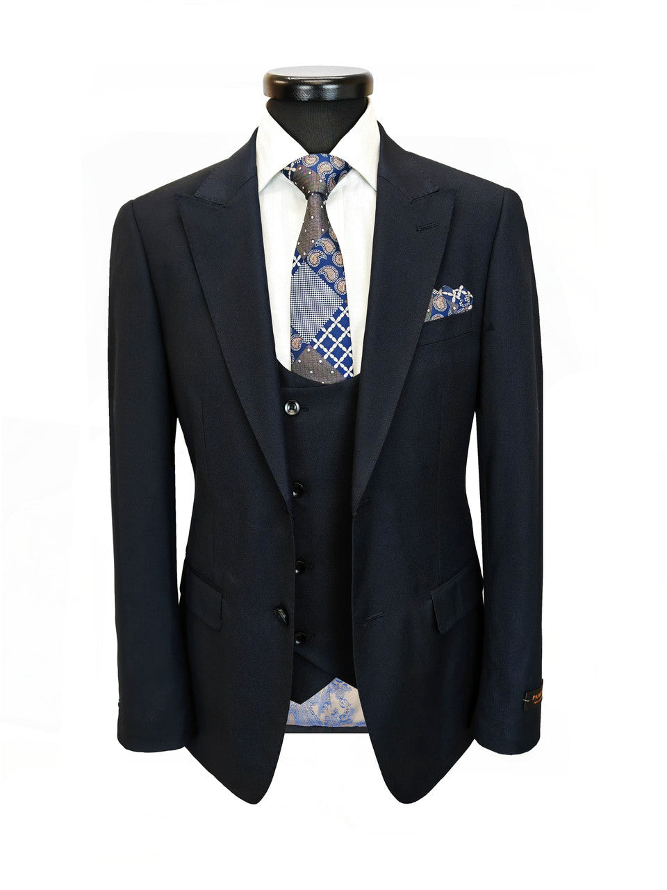Men's 3-Piece Dark Navy Slim Fit Suit-3