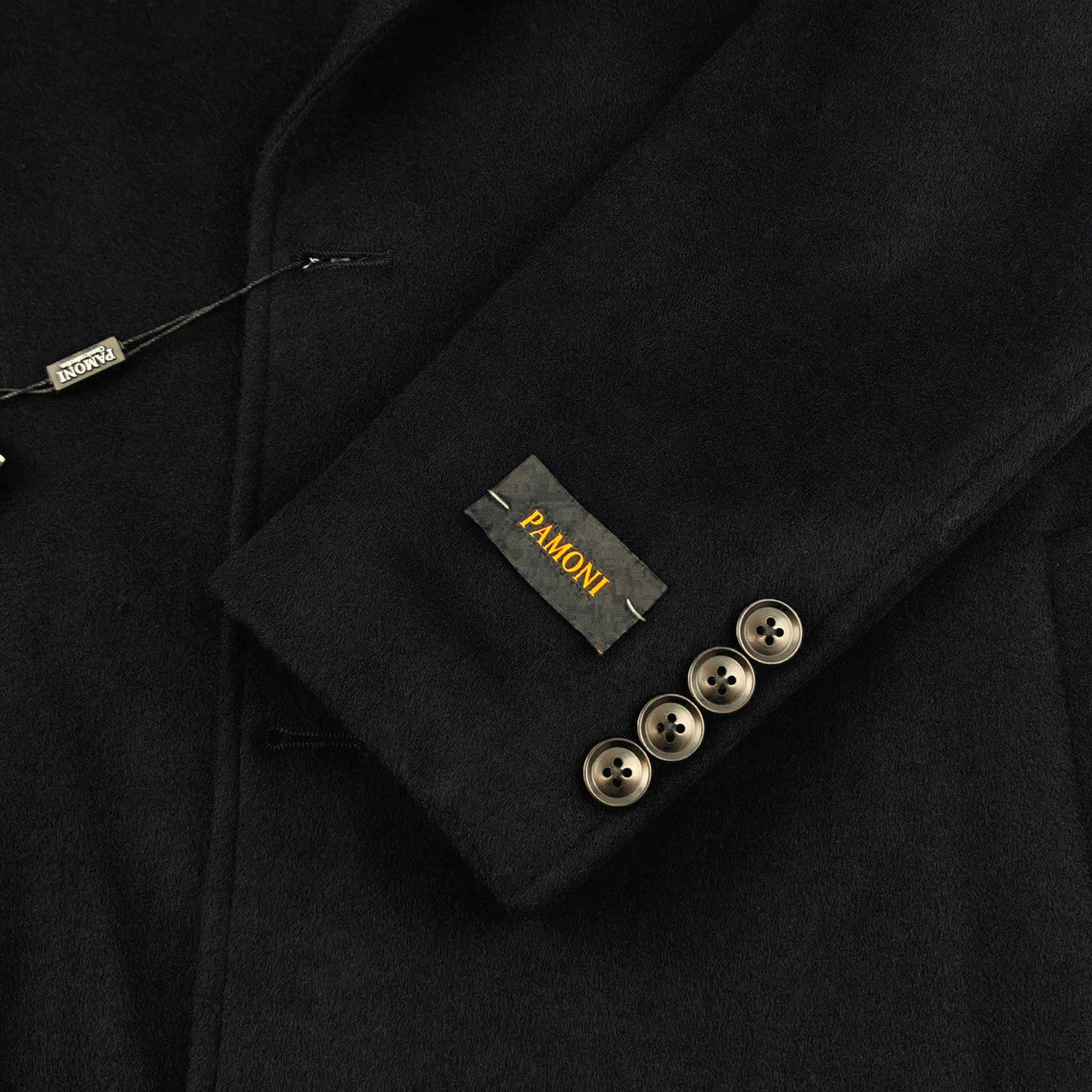 Men's Black Double Breasted Long Overcoat-1