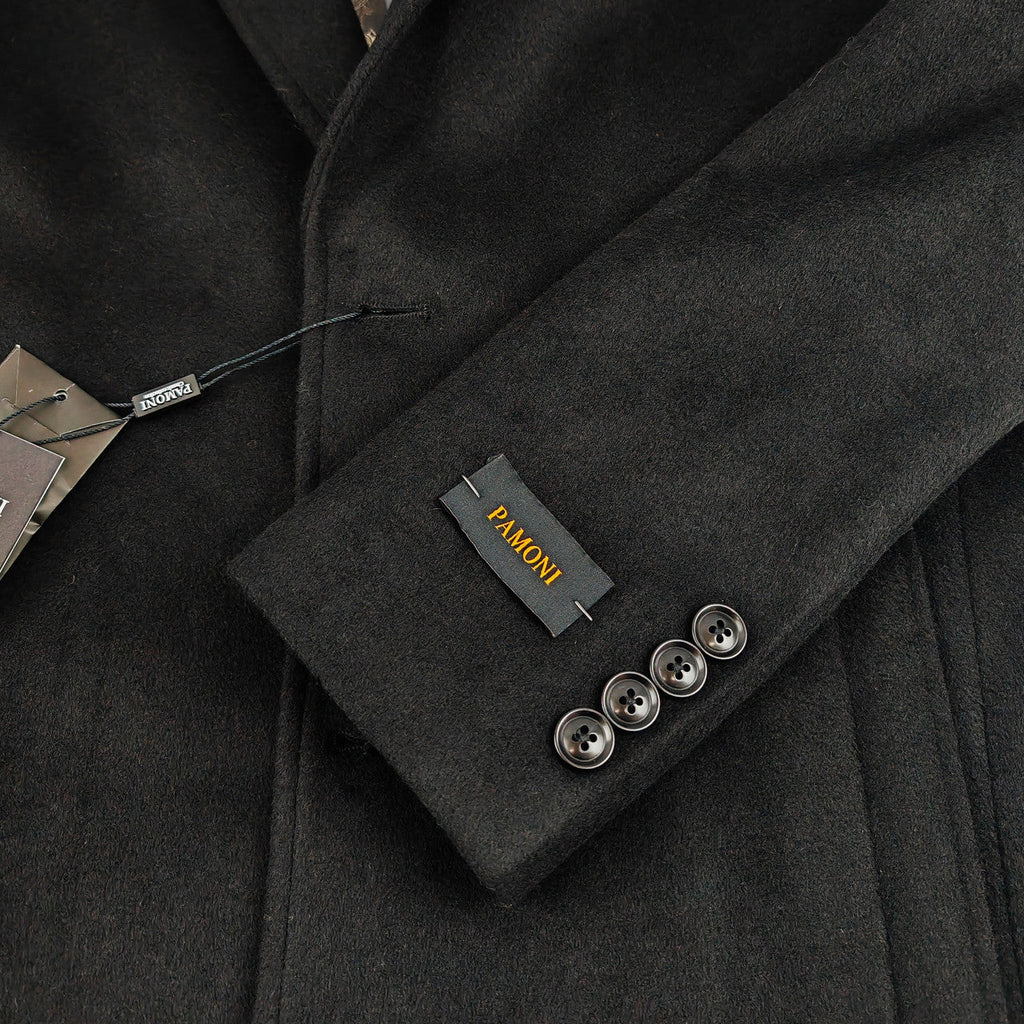 Men's Black Mid-Length Overcoat-1