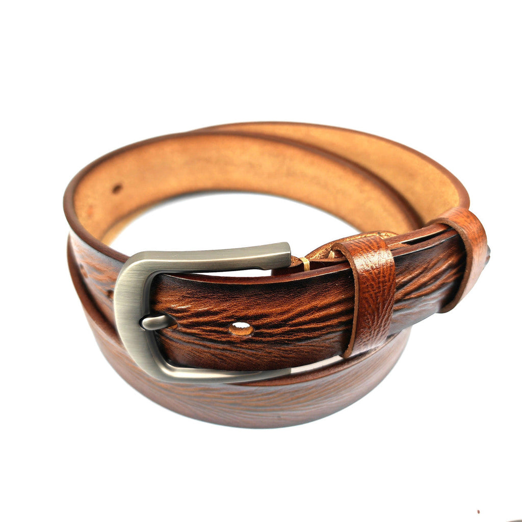 Classic Brown Genuine Leather Belt with Antique Buckle-0