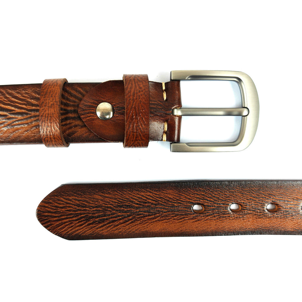 Classic Brown Genuine Leather Belt with Antique Buckle-1