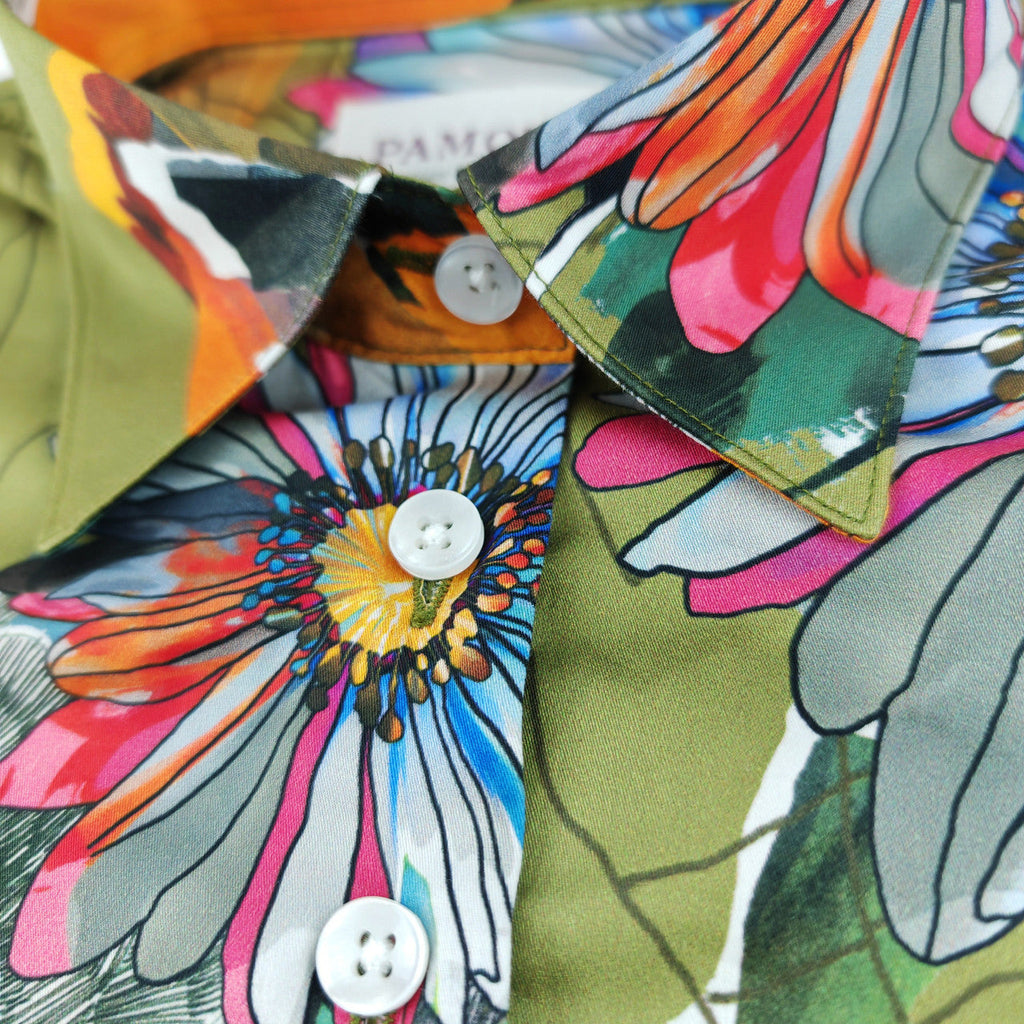 Women's Vibrant Floral Print Fitted Shirt-3