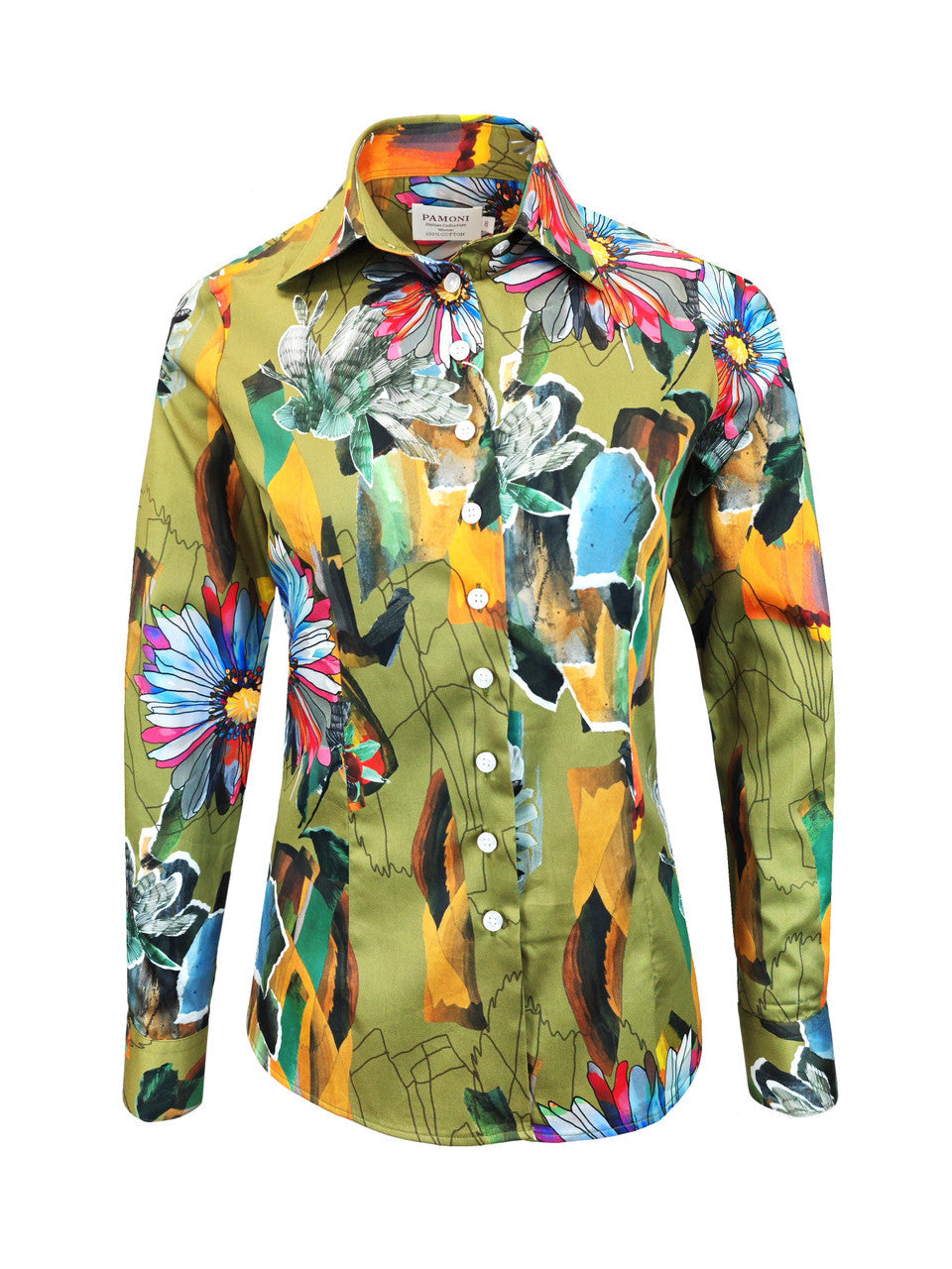 Women's Vibrant Floral Print Fitted Shirt-1
