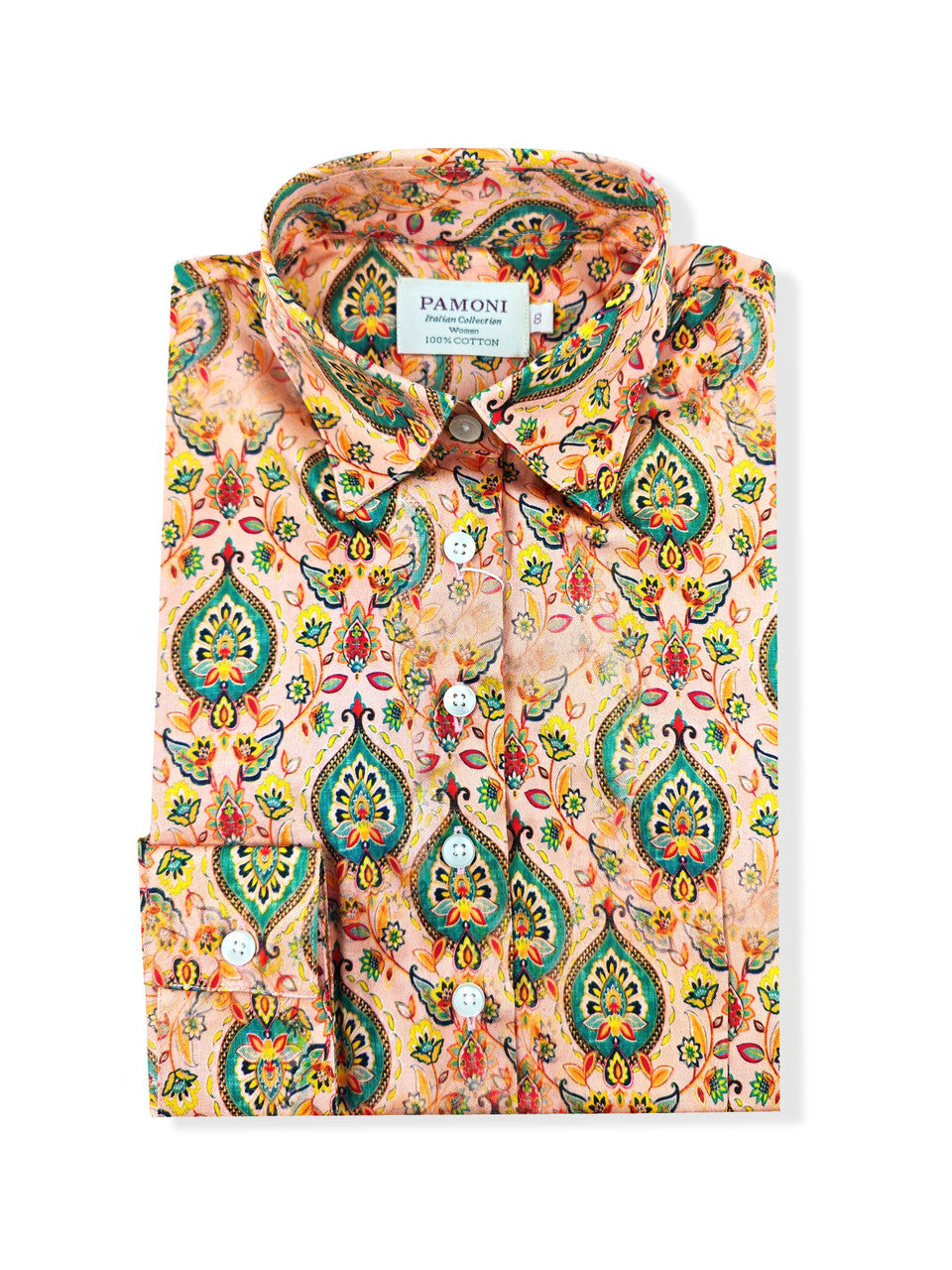 Elegant Paisley Blossom Women's Fitted Shirt-2